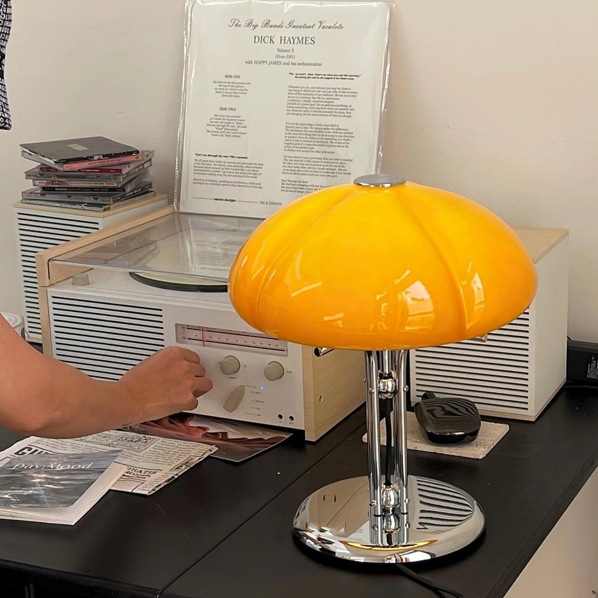 Bauhaus Table Lamp  Amber Glass Dome Shade - Product detail 18