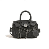 Vintage Denim Handbag  Grey Suede Lock Design - Product detail 9