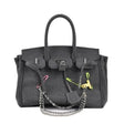 Vintage Denim Handbag  Grey Suede Lock Design - Product detail 7