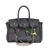 Vintage Denim Handbag  Grey Suede Lock Design - Product detail 7