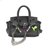 Vintage Denim Handbag  Grey Suede Lock Design - Product detail 8