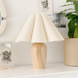 Vintage Table Lamp  Pleated Shade Wood Base - Detailed view