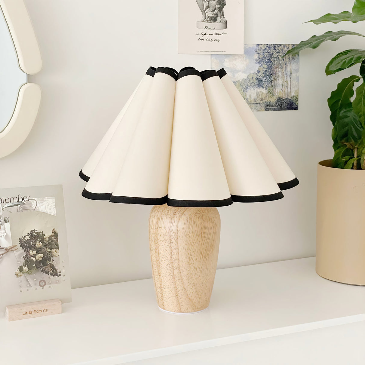 Scandinavian Table Lamp  Pleated Shade With Black Trim - Product detail 5
