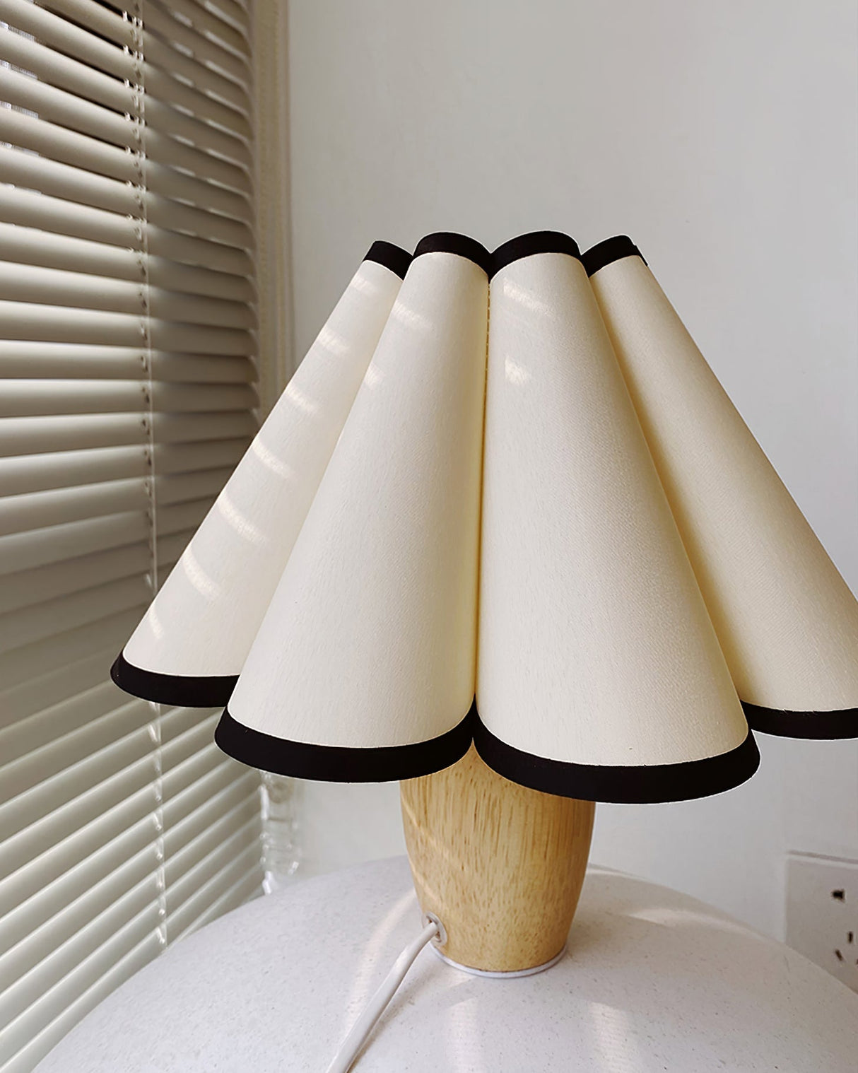 Scandinavian Table Lamp  Pleated Shade With Black Trim - Product detail 15