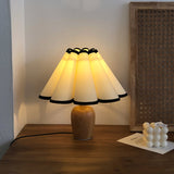Scandinavian Table Lamp  Pleated Shade With Black Trim - Product example