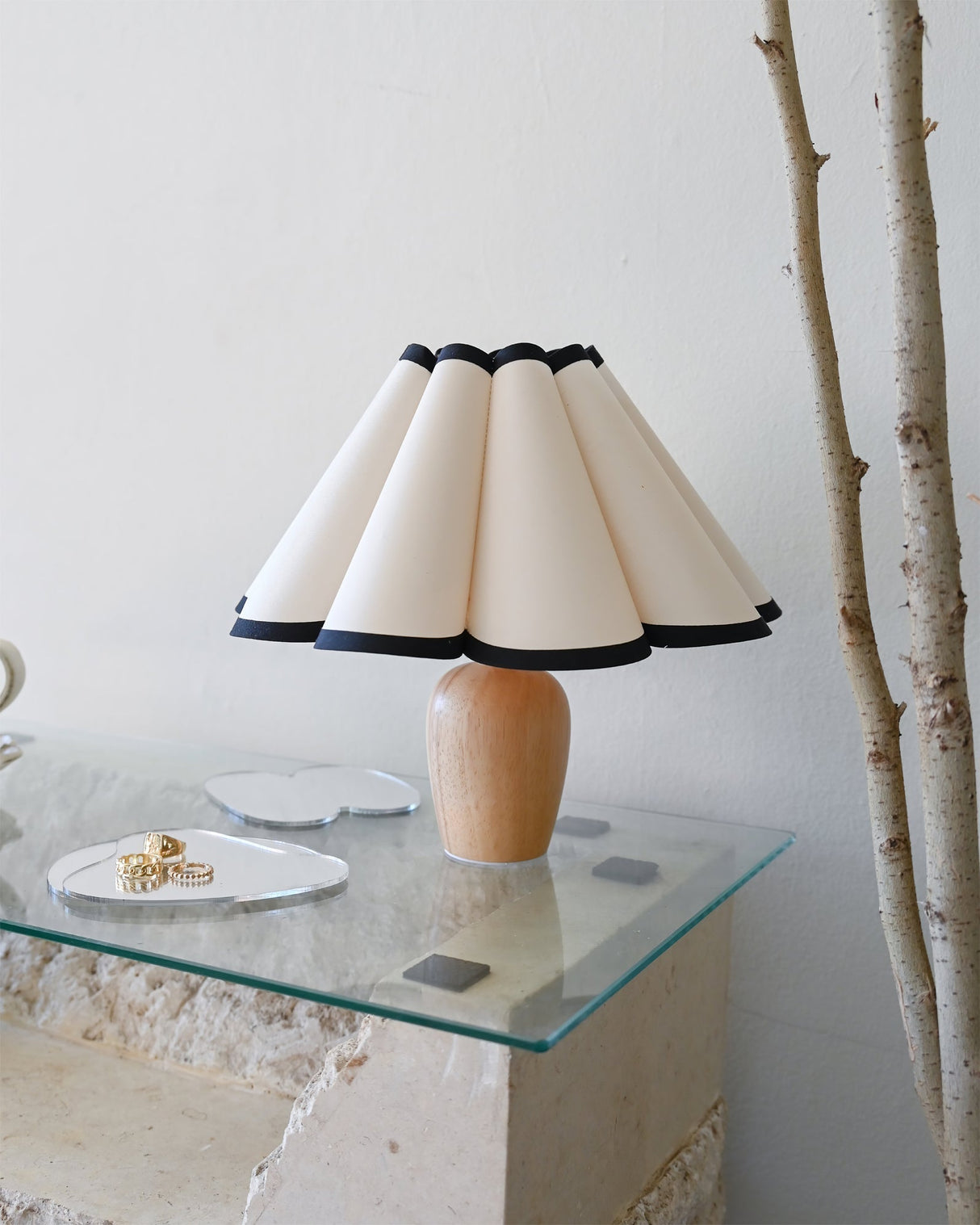 Scandinavian Table Lamp  Pleated Shade With Black Trim - Product detail 16