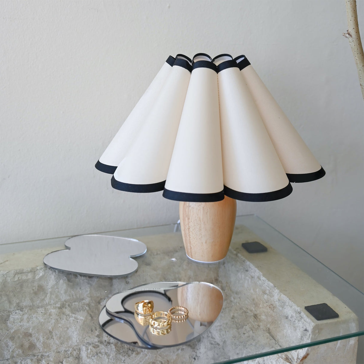 Scandinavian Table Lamp  Pleated Shade With Black Trim - Product detail 14