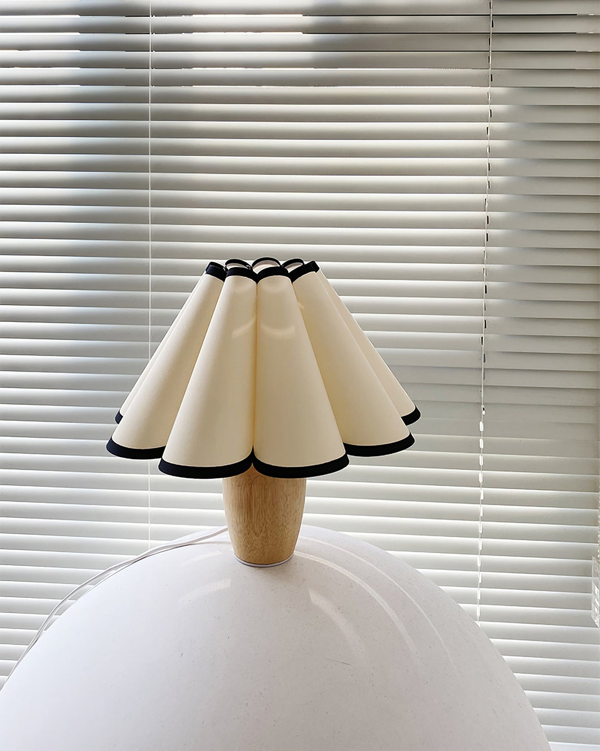 Scandinavian Table Lamp  Pleated Shade With Black Trim - Product detail 18