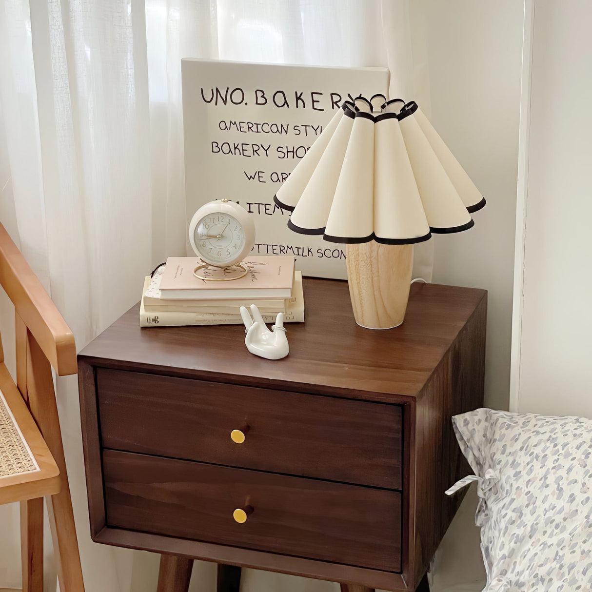 Scandinavian Table Lamp  Pleated Shade With Black Trim - Product detail 6