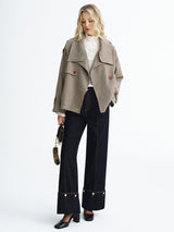 Vintage Plaid Trench Coat  Cropped Double-Breasted Design - Product example