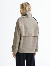 Vintage Plaid Trench Coat  Cropped Double-Breasted Design - Product detail 6