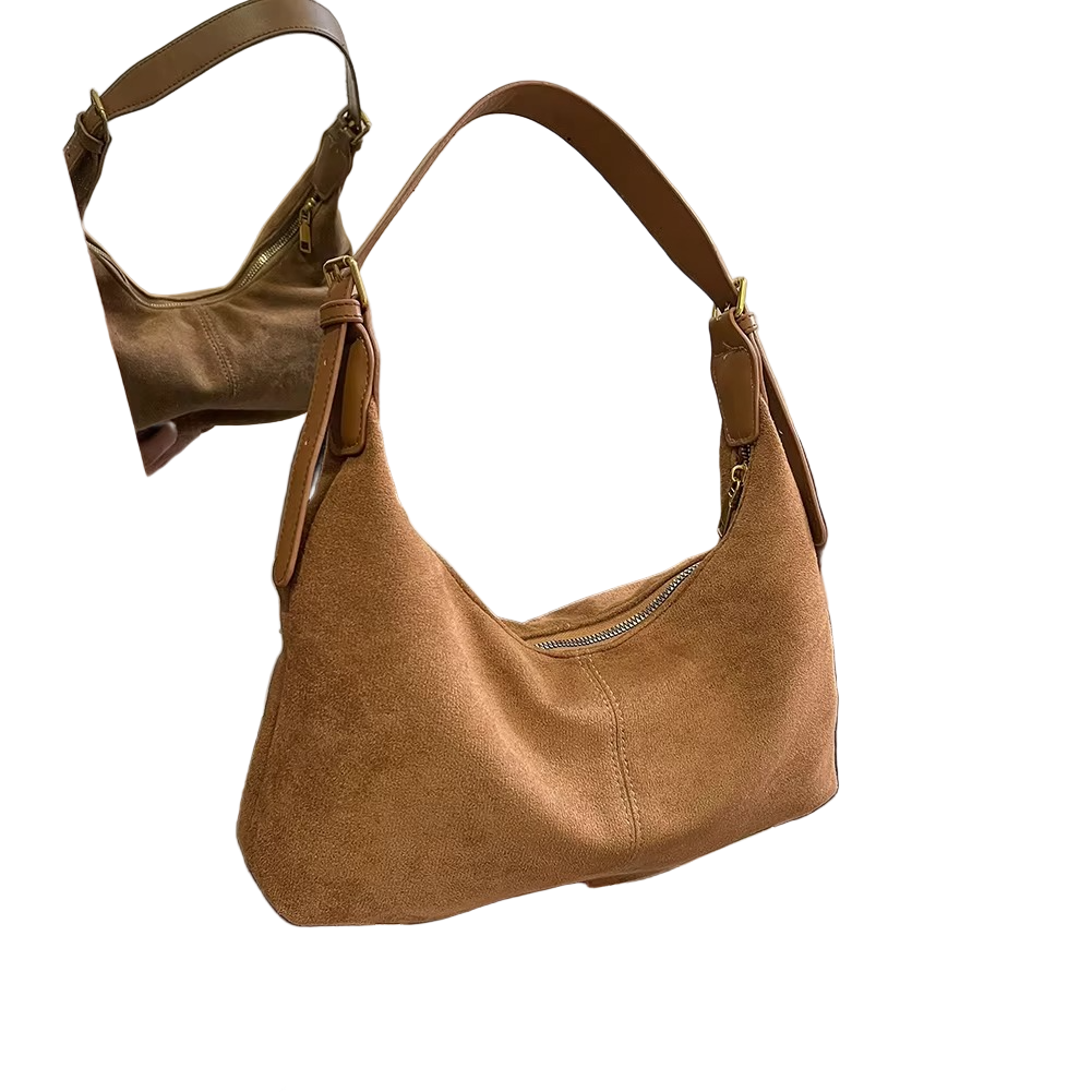 Minimalist Suede Handbag  Crescent Shape Crossbody Design - Product detail 4