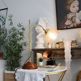 Vintage Table Lamp  Brass Arm With Glass Shade - Product detail 8