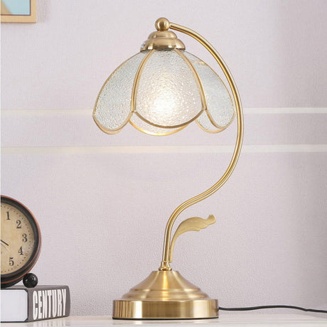 Floral Glass Table Lamp  Brass Frame with Petal Shade - Product detail 11