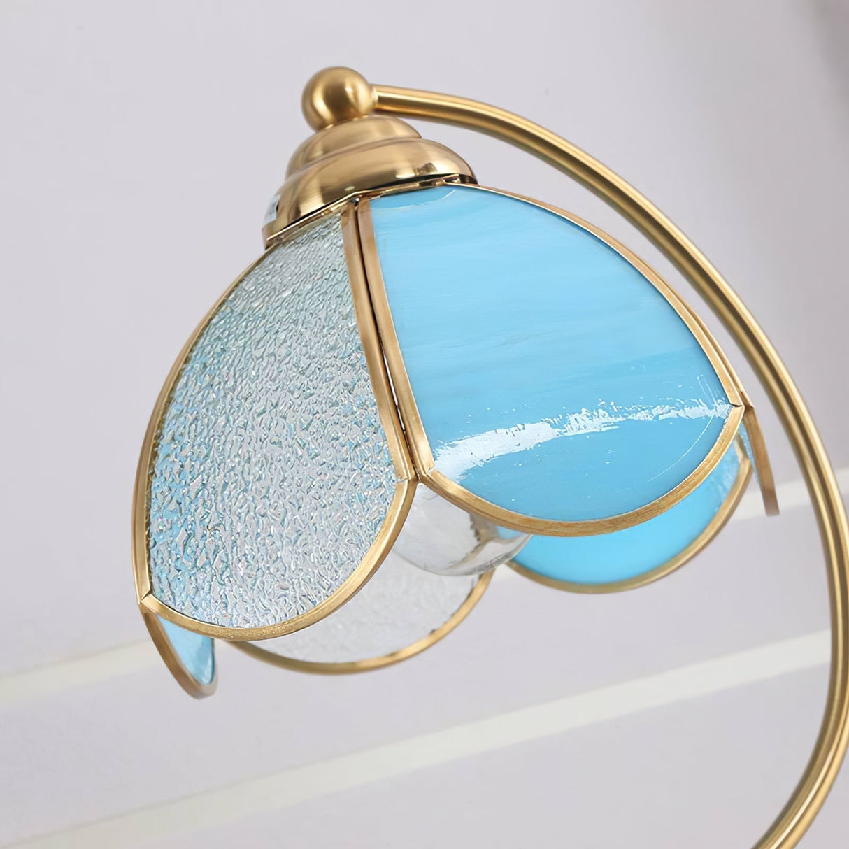 Floral Glass Table Lamp  Brass Frame with Petal Shade - Product detail 6