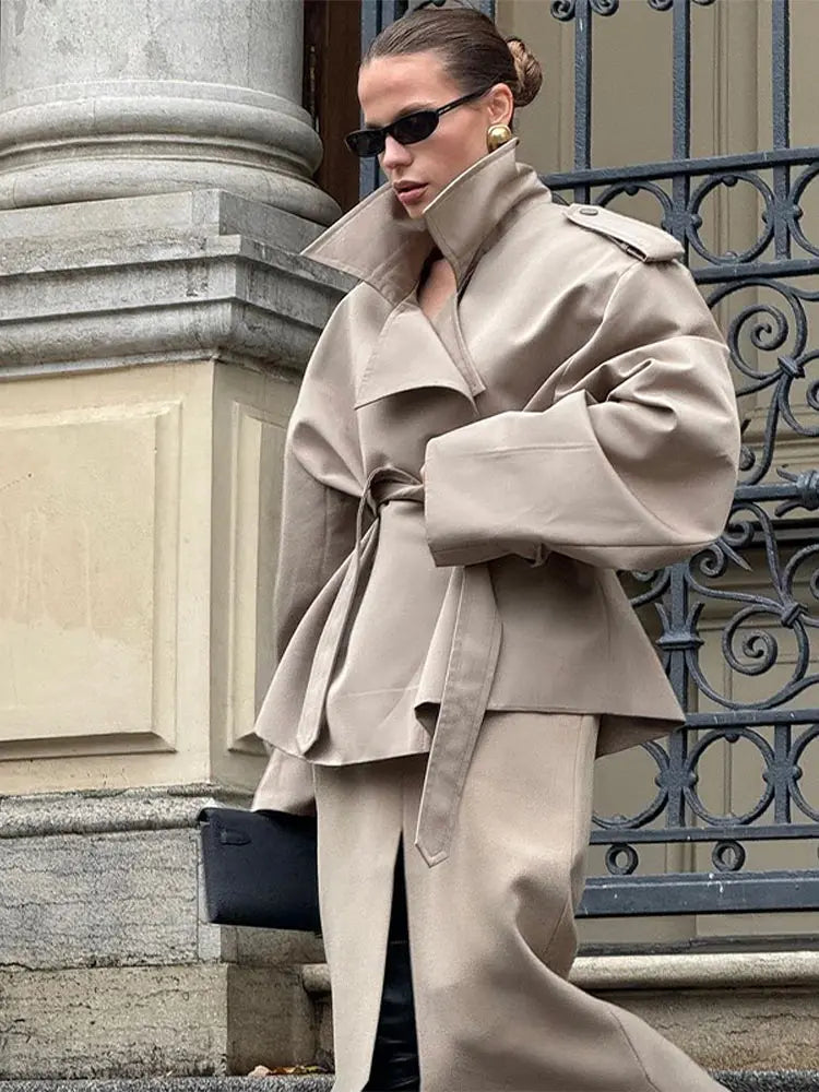 Vintage Trench Coat  Oversized Shoulder Pad Design - Product example
