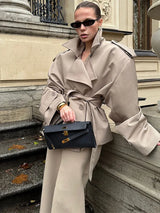 Vintage Trench Coat  Oversized Shoulder Pad Design - Product detail 4