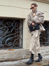 Vintage Trench Coat  Oversized Shoulder Pad Design - Product detail 5