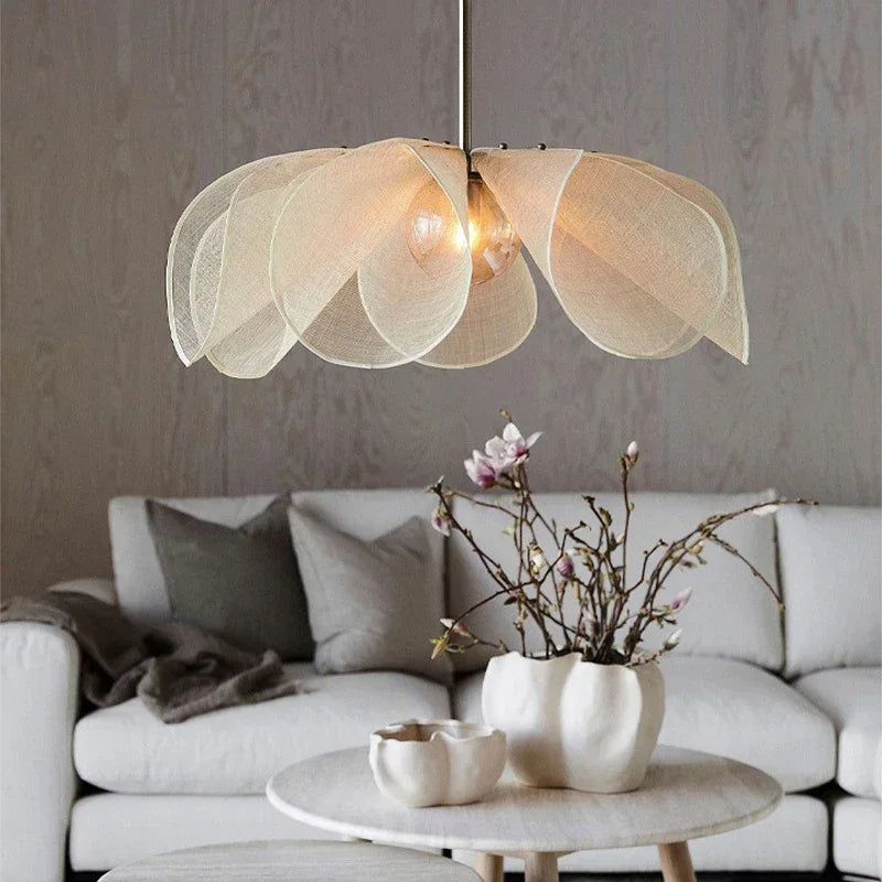 Modern Fabric Pendant Light  Petal Shade Design - Detailed view