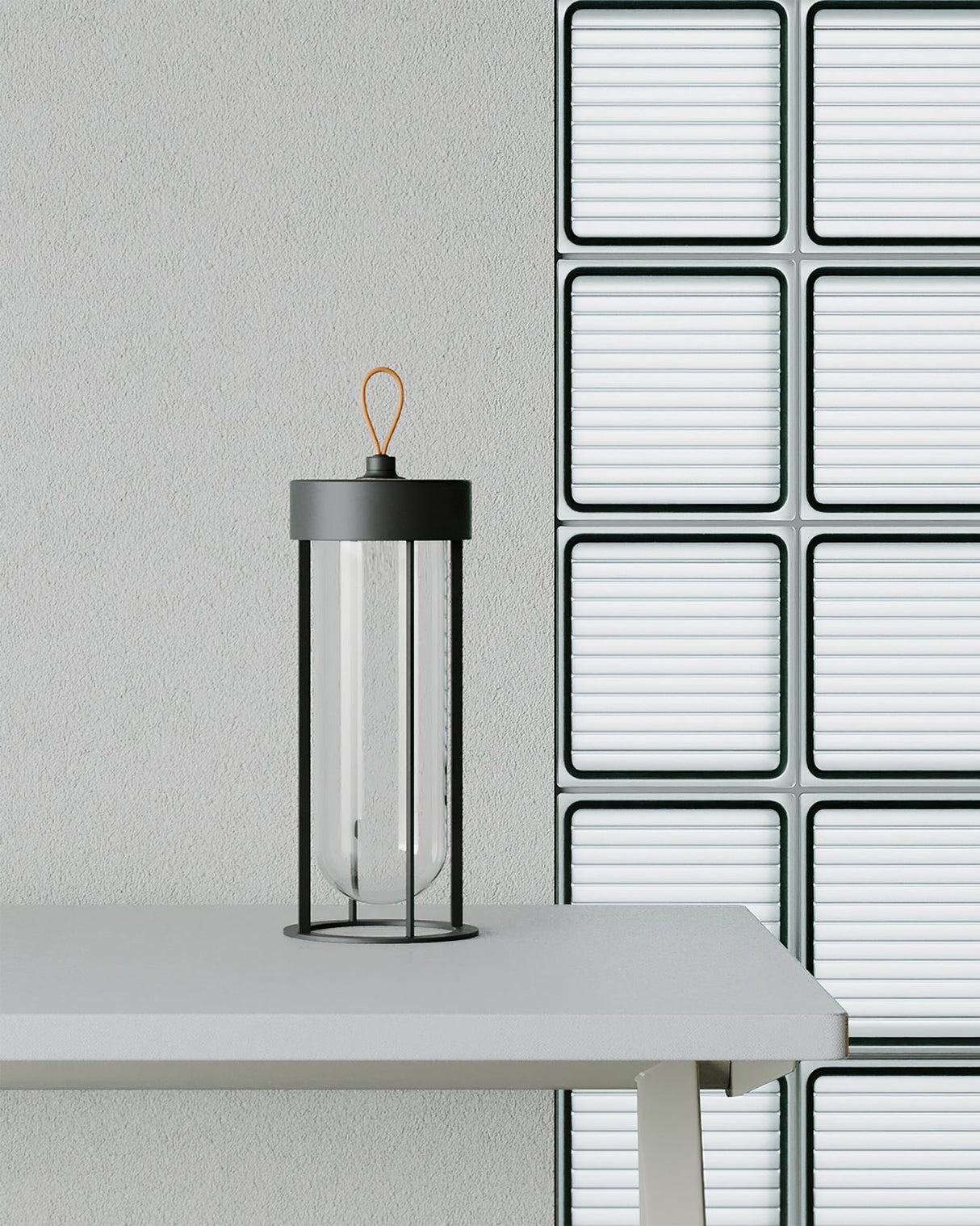 Portable LED Table Lamp  Glass Cylinder Design with Leather Handle - Product detail 14
