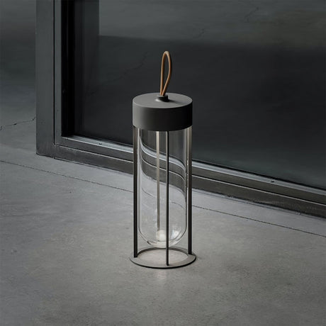 Portable LED Table Lamp  Glass Cylinder Design with Leather Handle - Product detail 12
