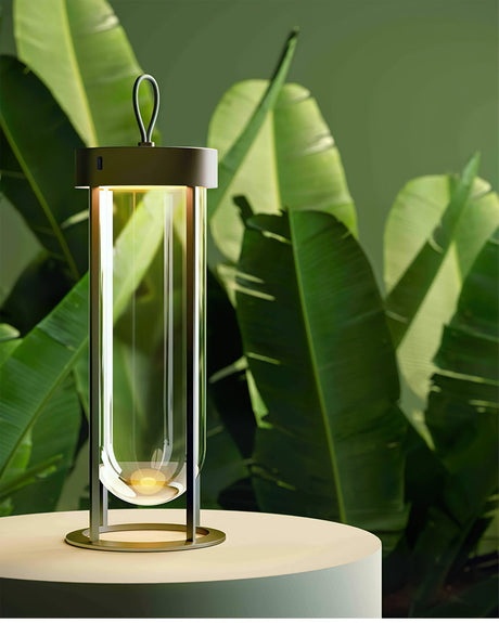 Portable LED Table Lamp  Glass Cylinder Design with Leather Handle - Product detail 15