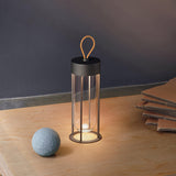 Portable LED Table Lamp  Glass Cylinder Design with Leather Handle - Product detail 4