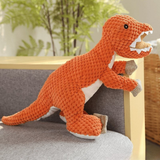 Dinosaur Dog Toy  Orange Textured Plush T-Rex with Squeaker - Product showcase