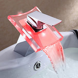 LED Bathroom Faucet  Copper Waterfall Basin Mixer with Color Changing Light - Product detail 4