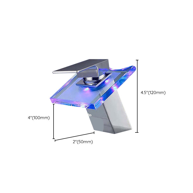 LED Bathroom Faucet  Copper Waterfall Basin Mixer with Color Changing Light - Product detail 6