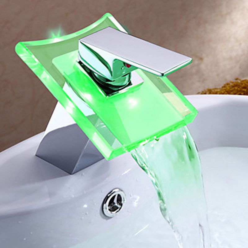 LED Bathroom Faucet  Copper Waterfall Basin Mixer with Color Changing Light - Product detail 7