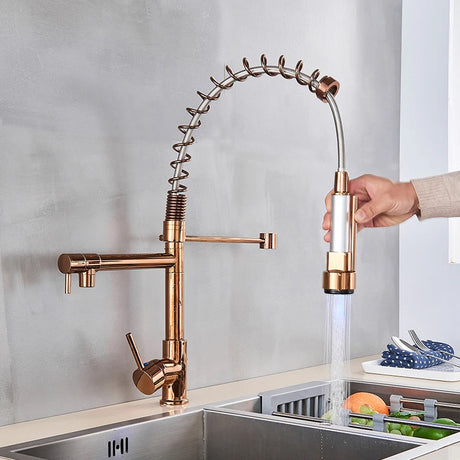 Professional Kitchen Faucet  LED Temperature Display Spring Spout - Product example