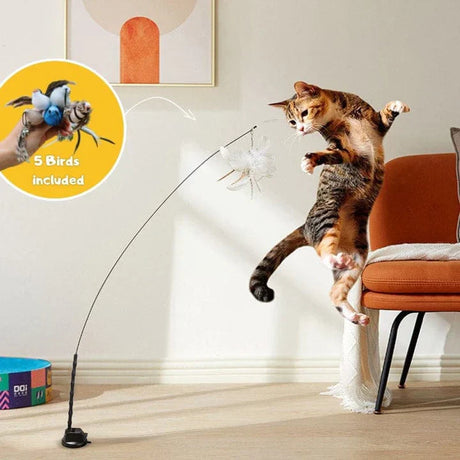Interactive Cat Wand Toy  Realistic Flying Bird Simulation - Product showcase