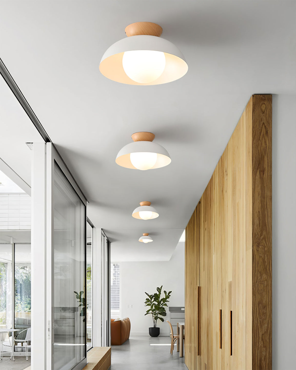Modern Pendant Light  Black Metal Wood Accent - Detailed view