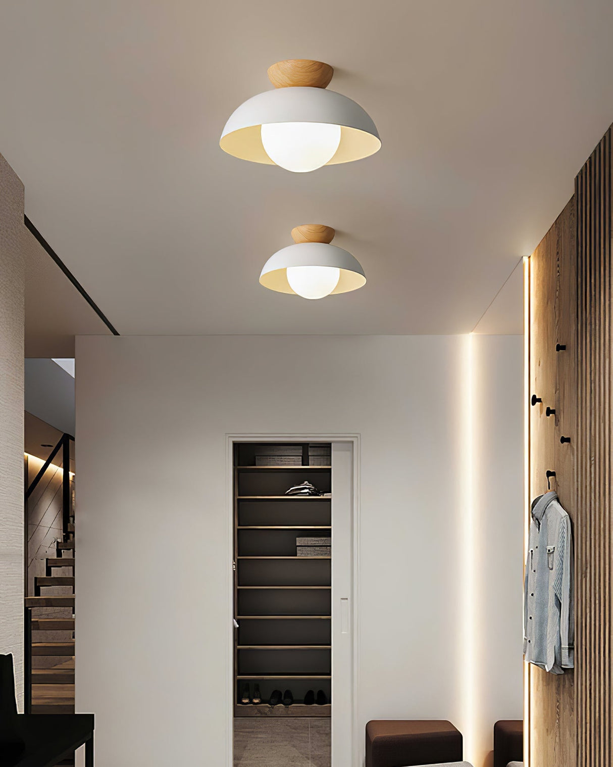 Modern Pendant Light  Black Metal Wood Accent - Product detail 5
