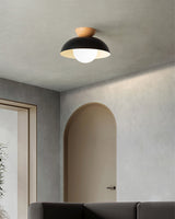 Modern Pendant Light  Black Metal Wood Accent - Product example