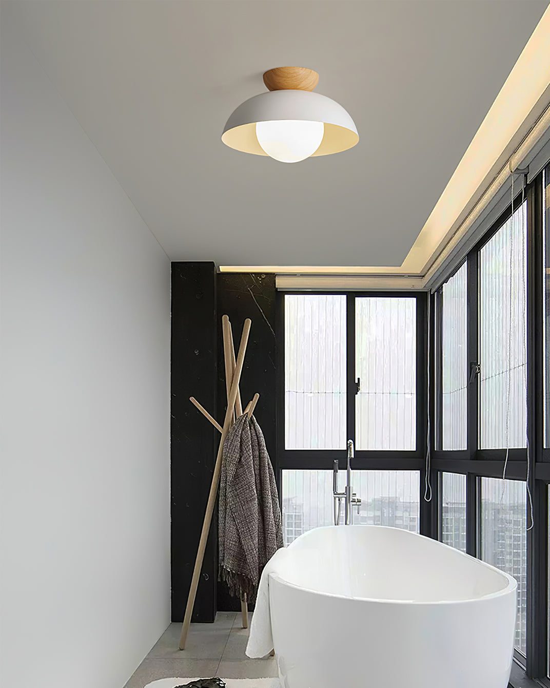 Modern Pendant Light  Black Metal Wood Accent - Product detail 7