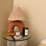Modern Ceramic Table Lamp  Curved Base with Raffia Shade - Product detail 5