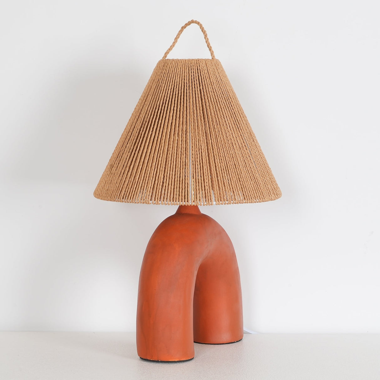 Modern Ceramic Table Lamp  Curved Base with Raffia Shade - Product detail 40