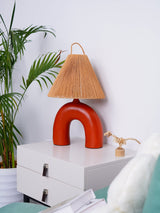Modern Ceramic Table Lamp  Curved Base with Raffia Shade - Product detail 14