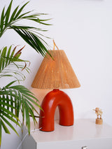 Modern Ceramic Table Lamp  Curved Base with Raffia Shade - Product detail 15