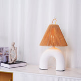 Modern Ceramic Table Lamp  Curved Base with Raffia Shade - Product detail 35