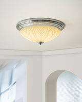 Art Deco Ceiling Light  Chrome Chevron Glass Shade - Product detail 5