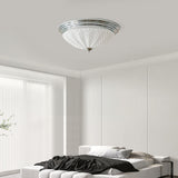 Art Deco Ceiling Light  Chrome Chevron Glass Shade - Product example