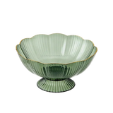 Vintage Glass Fruit Bowl  Scalloped Edge Mint Design - Detailed view