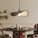 Modern Curved Pendant Light  Bent Wood Design with Brass Accent - Product detail 4