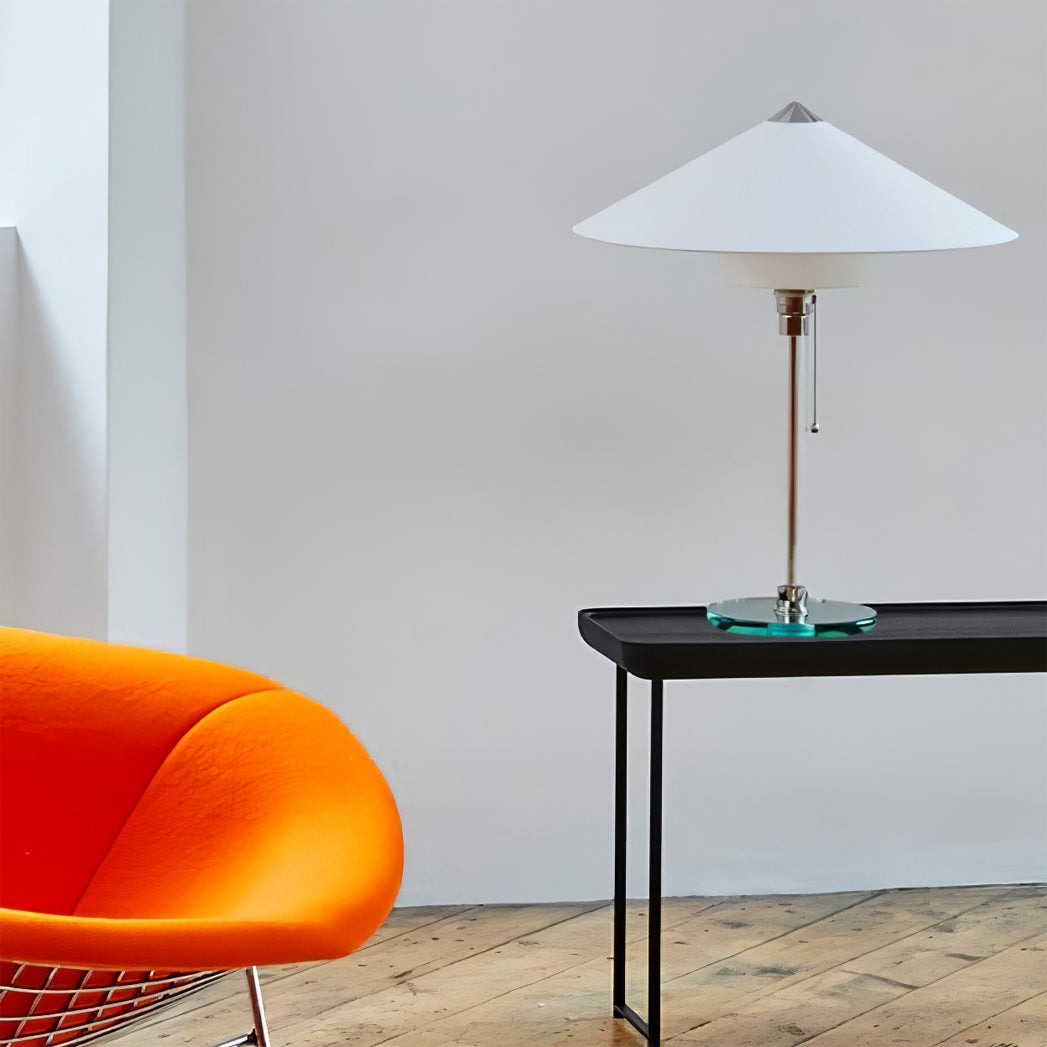 Bauhaus Table Lamp  Glass Base With Fabric Shade - Product detail 4