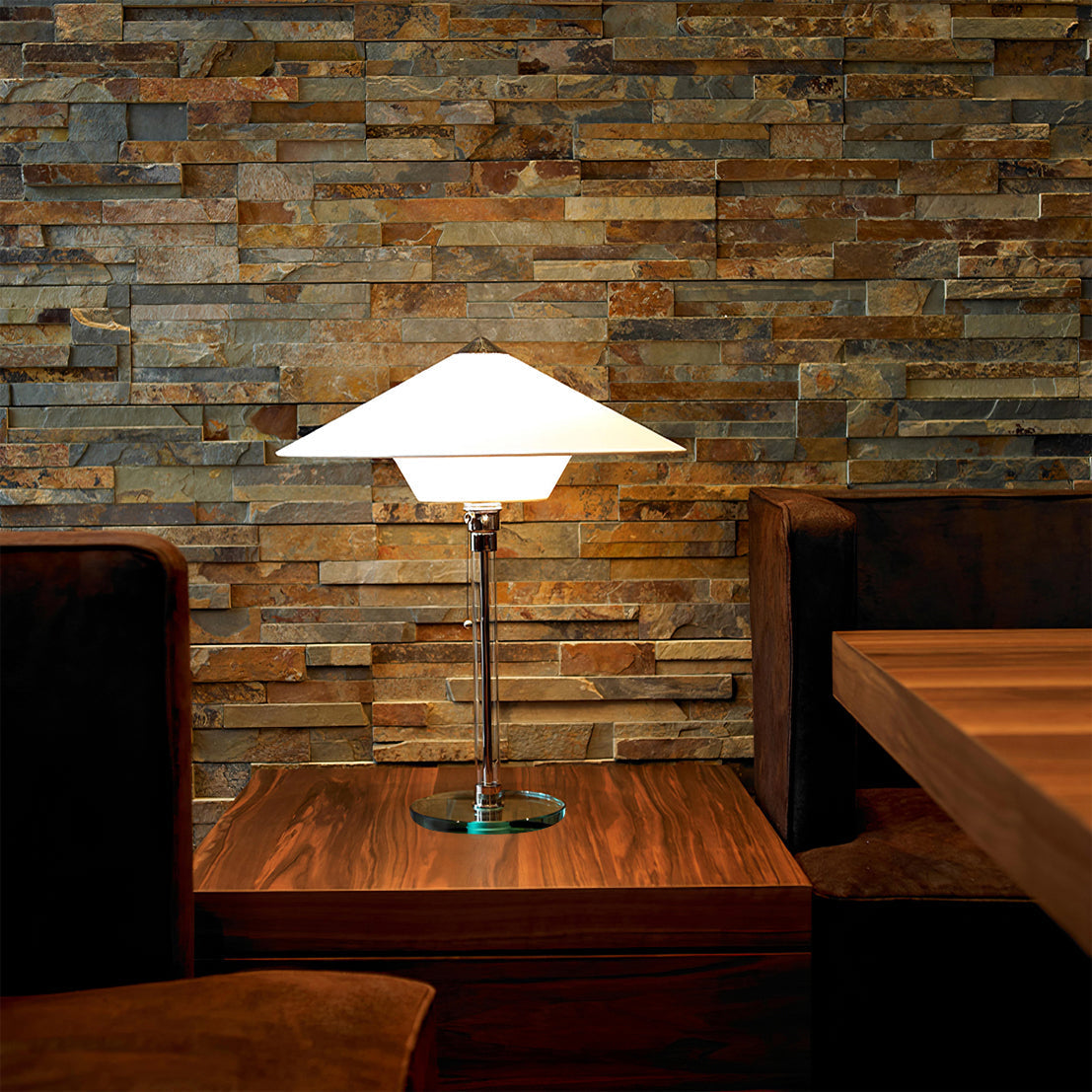 Bauhaus Table Lamp  Glass Base With Fabric Shade - Product detail 5