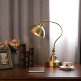 Brass Table Lamp  Adjustable Dome Shade Design - Detailed view