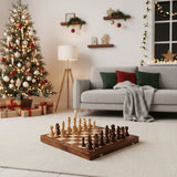 Wooden Chess Set  Foldable Walnut Board with Handcrafted Pieces - Product example